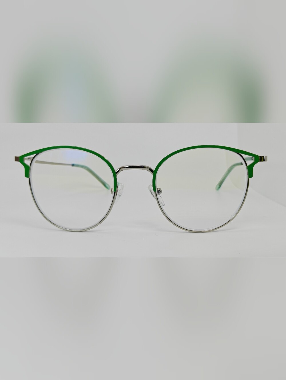 Jive. Lime Green and Silver Round Metal Eyeglasses. Wider Face Design.